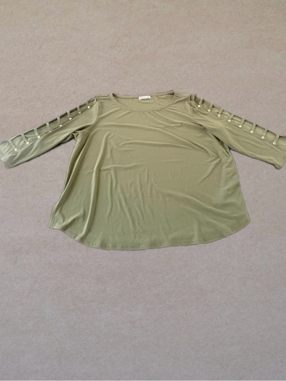 Minimalist Sage Green Ladder Sleeve Blouse Women’s 3X